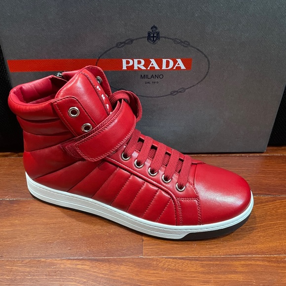PRADA RED leather sneaker FOTB never worn (size 8.5 US but roomy). - Picture 2 of 6